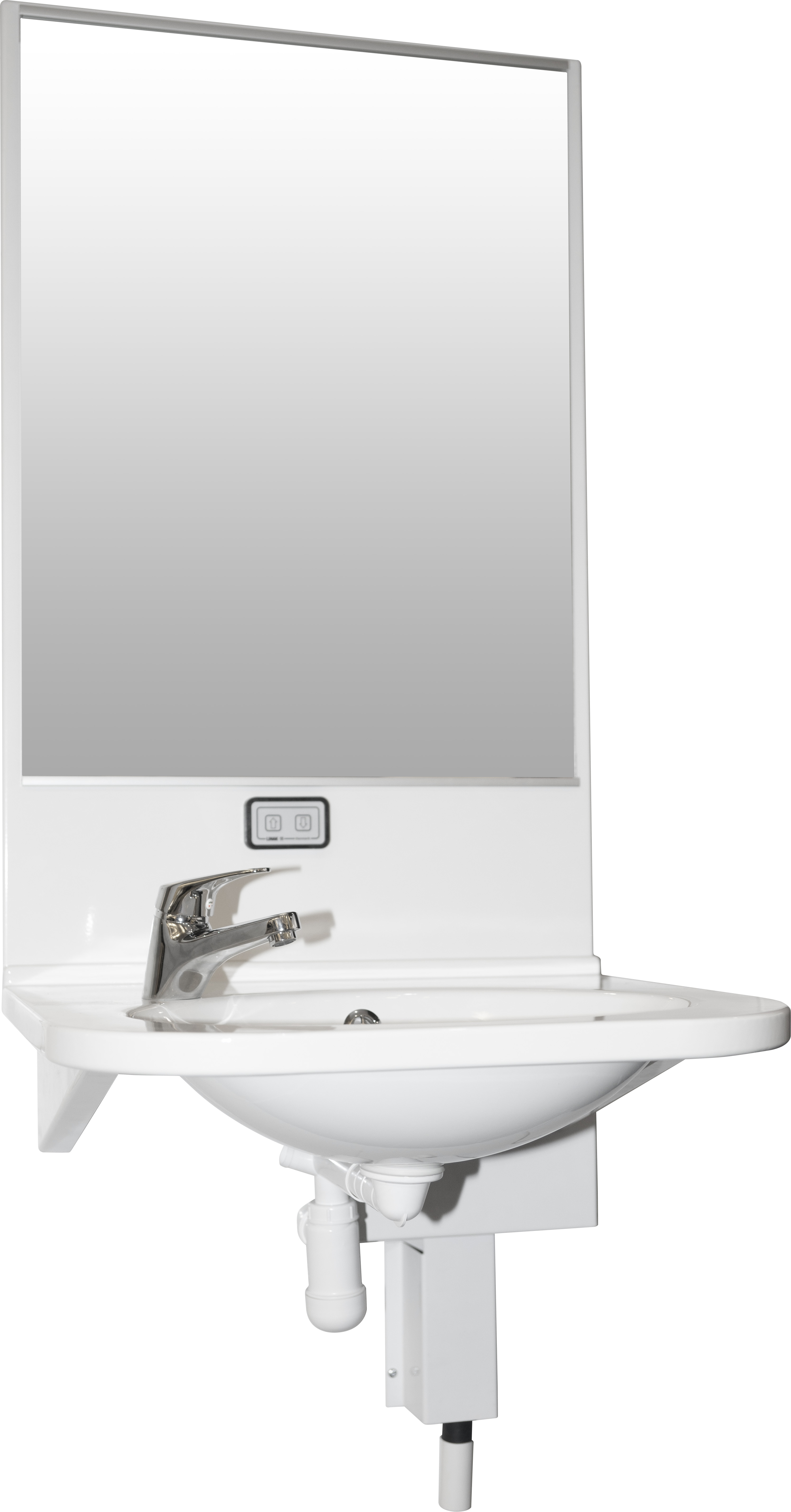 Electrically operated wash basin with mirror